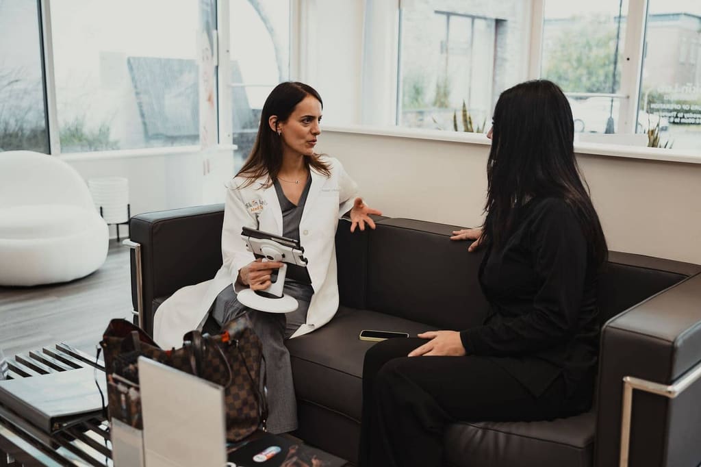 Provider planning a chemical peel with a patient at Skin Lab Med Spa in Falls Church, VA