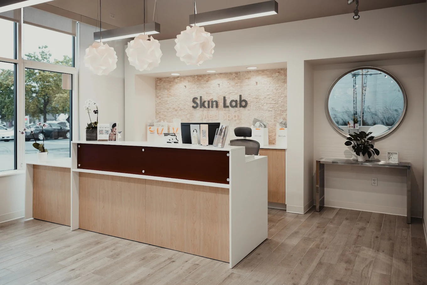 Skin Lab Med Spa reception in Falls Church, VA where eyebrow threading is offered