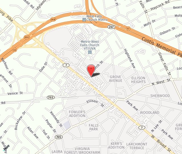 Location Map: 1140 W Broad Street Falls Church, VA 22046
